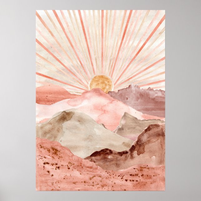 Watercolor abstract sands desert landscape Modern  Poster (Front)