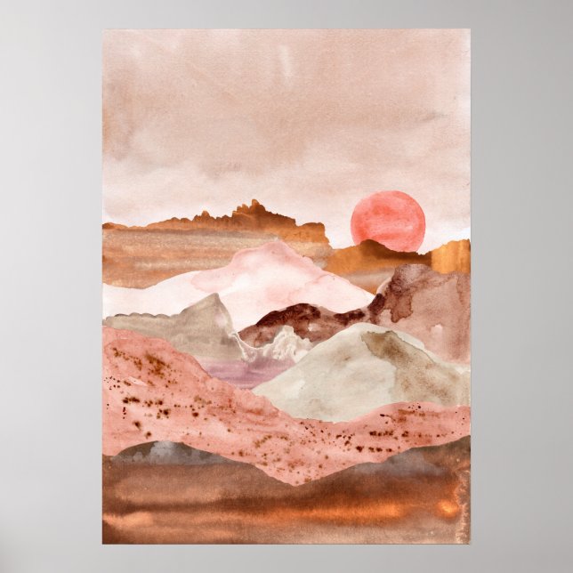 Watercolor abstract sands desert landscape Modern Poster (Front)