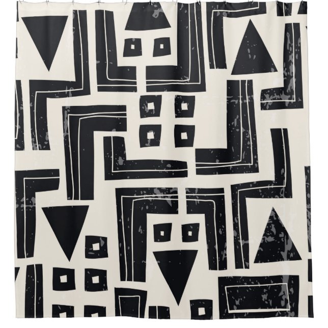 Watercolor abstract shapes shower curtain (Front)