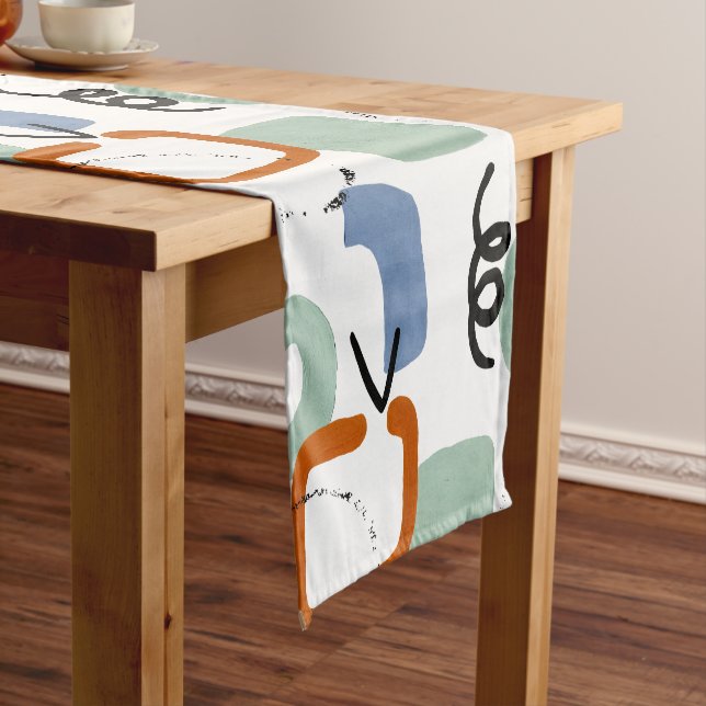 Watercolor abstract  short table runner (In Situ)