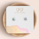 Watercolor Abstract Studs Earring Display Holder Square Business Card<br><div class="desc">Stylish stud earring display holder with two printed hole "markers".These are not precut holes. If you are interested in a necklace display please feel free to contact me. For additioal matching marketing materials, custom design or logo inquiry, please contact me at maurareed.designs@gmail.com and I will reply within 24 hours. For...</div>
