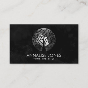 Watercolor Abstract Tree - Female Profile  Business Card