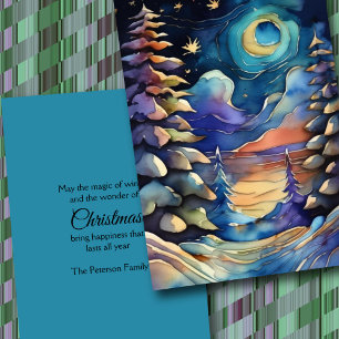 Watercolor Abstract Winter Scene Christmas Holiday Card