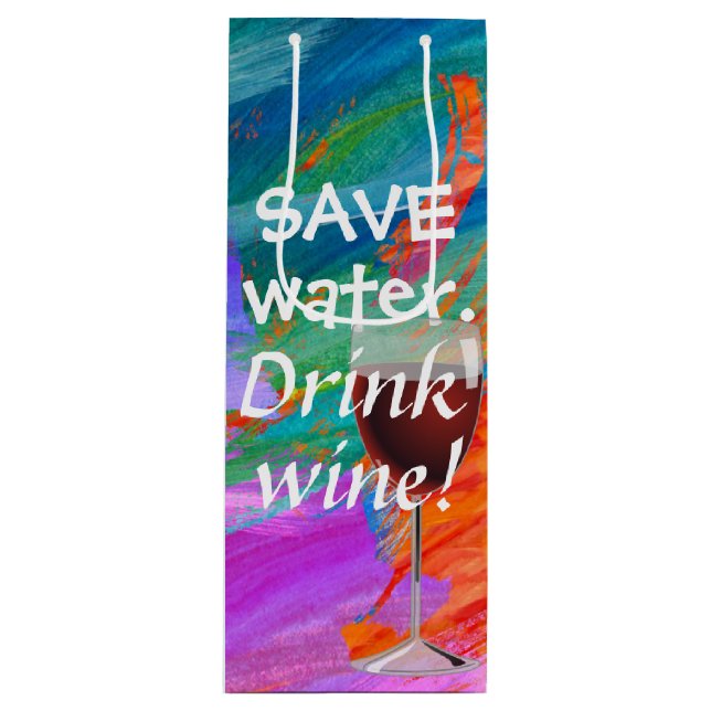 Watercolor abstract with wine glass gift bag (Front)