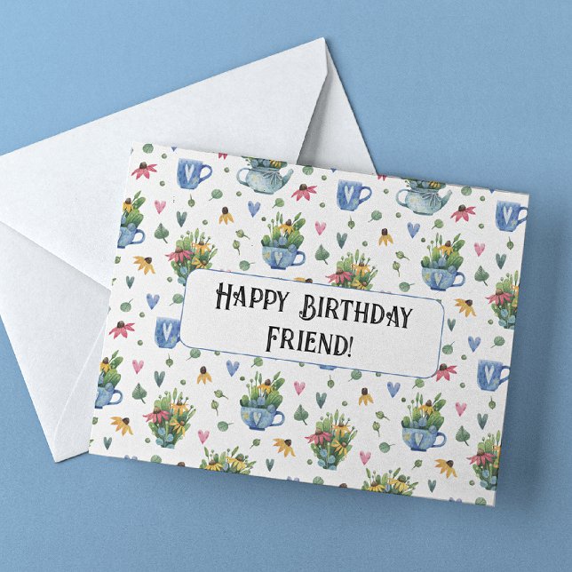 Watercolor Across the Miles Friend Happy Birthday Card (Creator Uploaded)