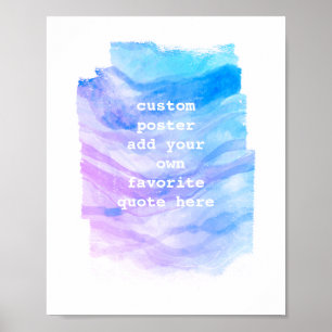 watercolor add your text blue and purple design poster