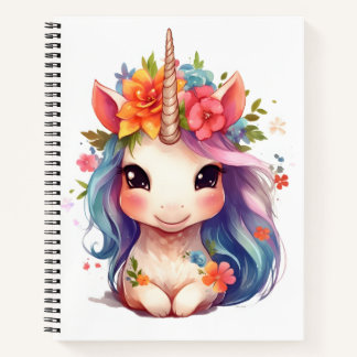 Watercolor Adorably Cute Pretty Baby Unicorn  Notebook
