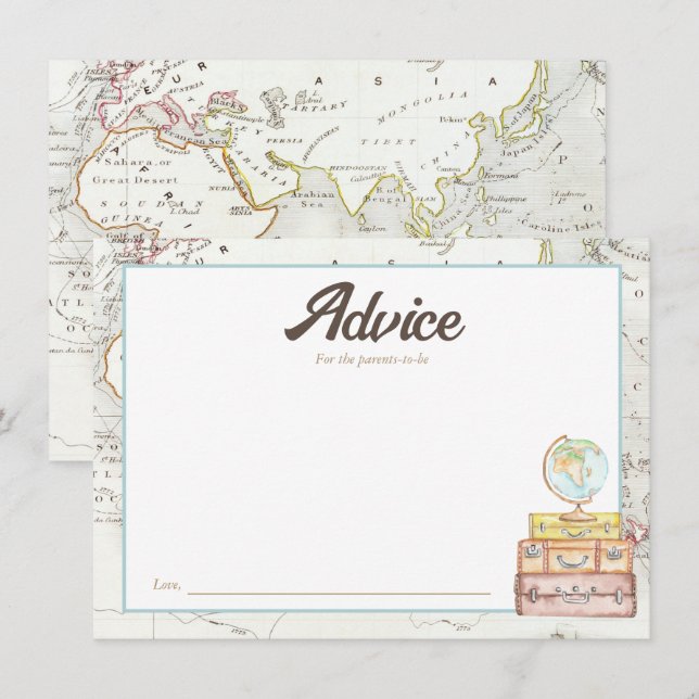 Watercolor Adventure Awaits Baby Advice Card (Front/Back)