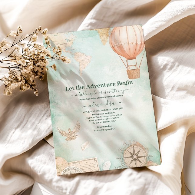 Watercolor Adventure Awaits Gender Baby Shower Invitation (Creator Uploaded)