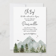 Watercolor Adventure Forest Baby Shower Invitation