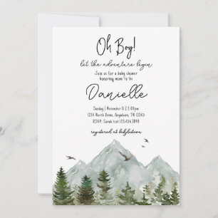 Watercolor Adventure Forest Baby Shower Invitation