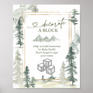 Watercolor Adventure Forest Decorate Block Sign
