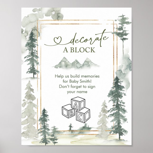 Watercolor Adventure Forest Decorate Block Sign (Front)