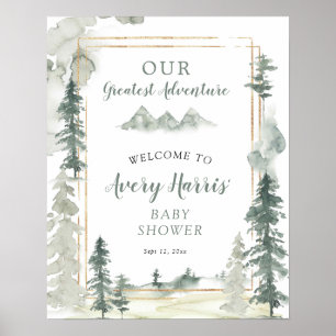 Watercolor Adventure Forest Pine Tree Welcome Sign