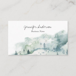 Watercolor Adventure Woodland Pine Forest Business Card