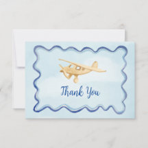 Watercolor Aeroplane Baby Thank You Cards