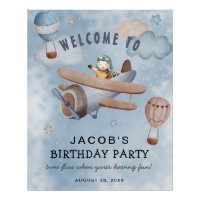 Watercolor Aeroplane Boy Birthday Party Welcome