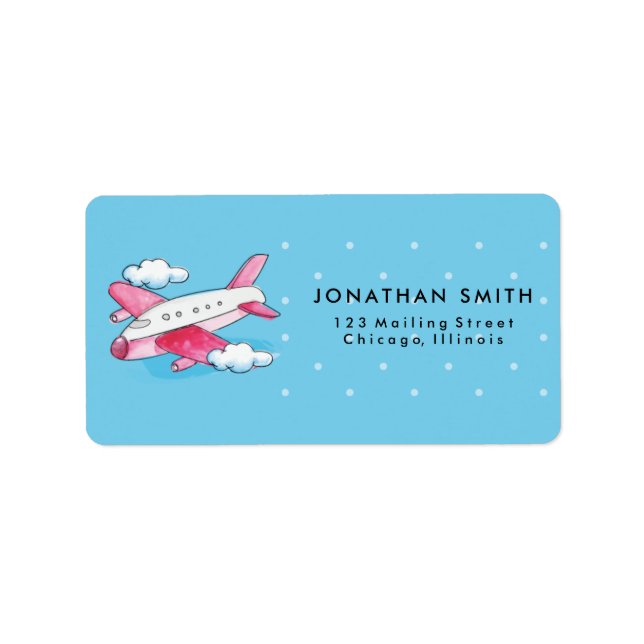 Watercolor Aeroplane Travel Label (Front)