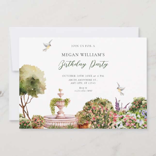 Watercolor aesthetic garden  invitation (Front)