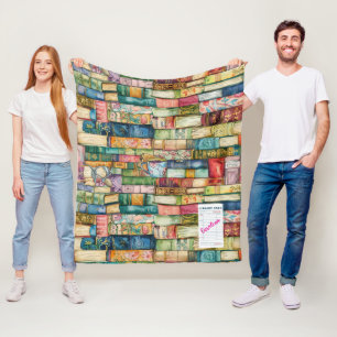 Watercolor Aesthetic Stacked Books Fleece Blanket