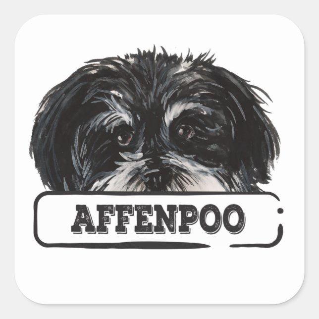 Watercolor Affenpoo Square Sticker (Front)