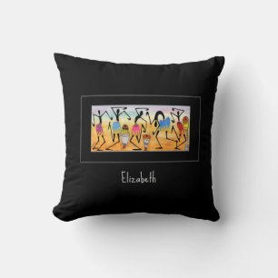 Watercolor, Afrcan Art Awesome Heart Warming Dance Cushion