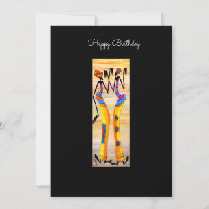 Watercolor, African Art, Awesome Birthday Dance  Card