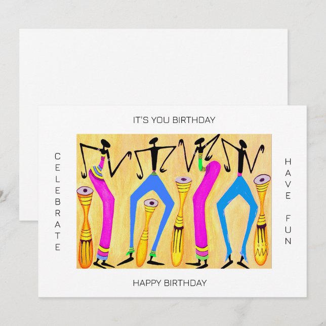 Watercolor African Art, Awesome Party Birthday Card (Front/Back)