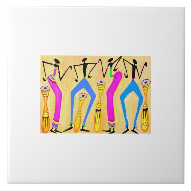 Watercolor African Art Awesome Party Time Tile (Front)