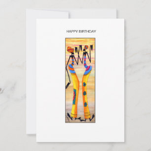 Watercolor African Art Celebration Dance Birthday Card