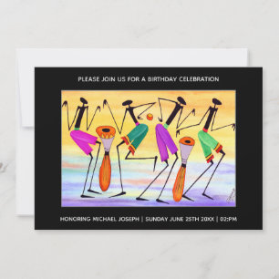 Watercolor African Art, Expressing Happiness  Invitation