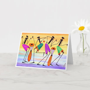 Watercolor African Art Happiness Birthday  Card