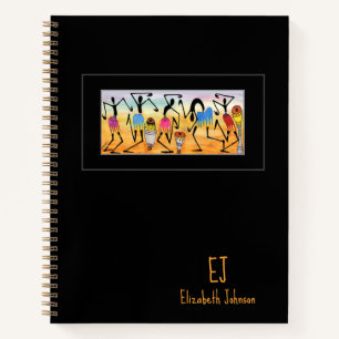 Watercolor, African Art Heart Warming Dance Notebook