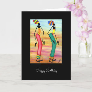 Watercolor African Art Inspirational Walk Birthday Card