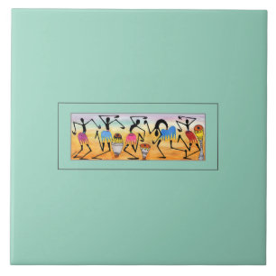 Watercolor, African Art, Kenyan Break Dance, Tile