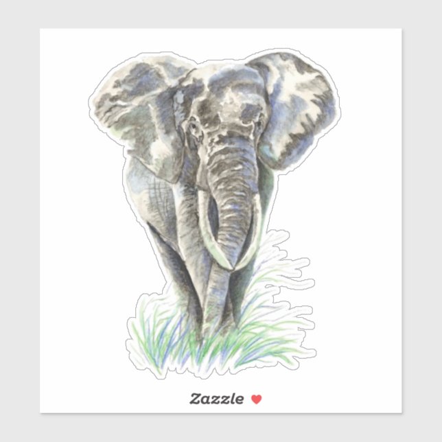 Watercolor African Elephant Animal Nature Art (Sheet)