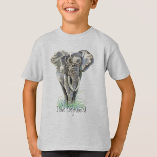 Watercolor African Elephant Animal Nature Art T-Shirt