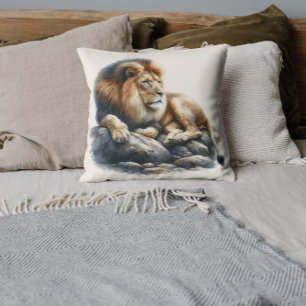 Watercolor African Lion Cushion