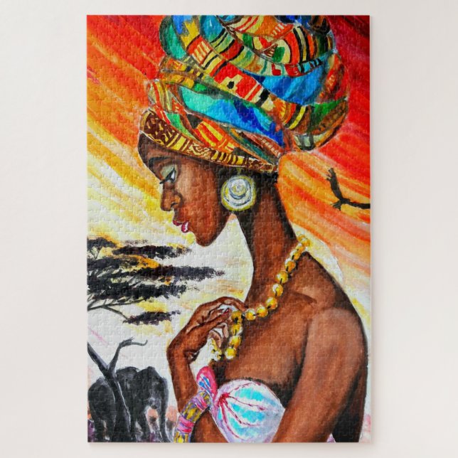 Watercolor - African Princess - Beautiful Woman - Jigsaw Puzzle (Vertical)