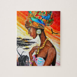 Watercolor - African Princess - Pretty Woman Jigsaw Puzzle