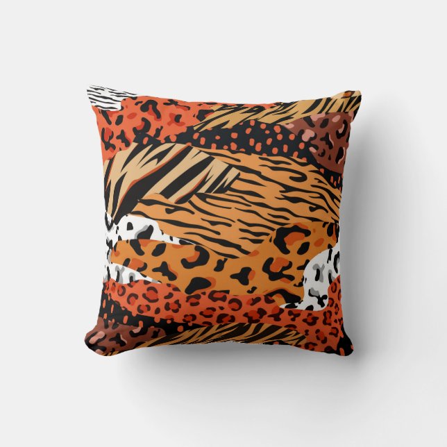 Watercolor African Tribal Animal Wildlife Art Cushion (Front)