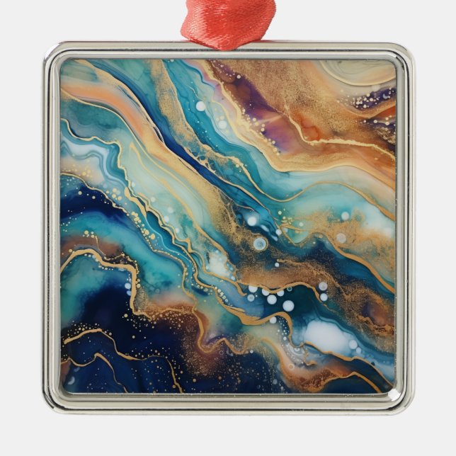 Watercolor Agate Christmas Ornament (Front)