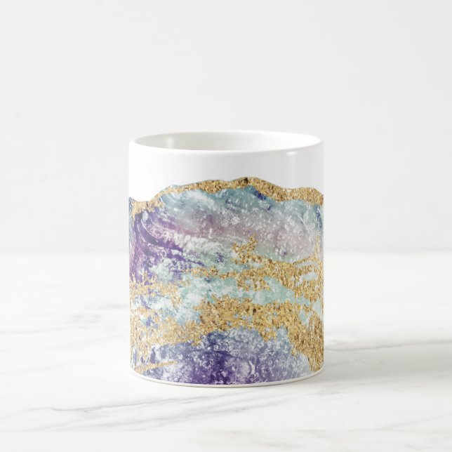 *~* Watercolor Agate Geode Gold Glitter Rock Coffee Mug (Center)