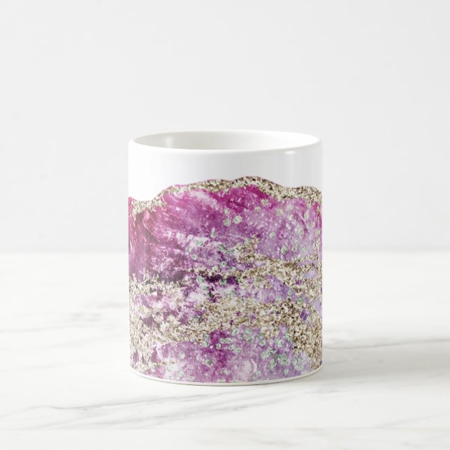 *~* Watercolor Agate Gold Glitter Rock Geode Coffee Mug (Center)