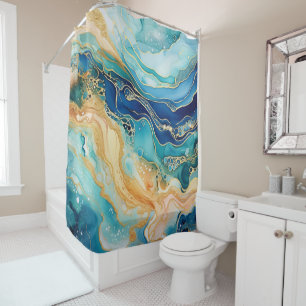 Watercolor Agate Shower Curtain