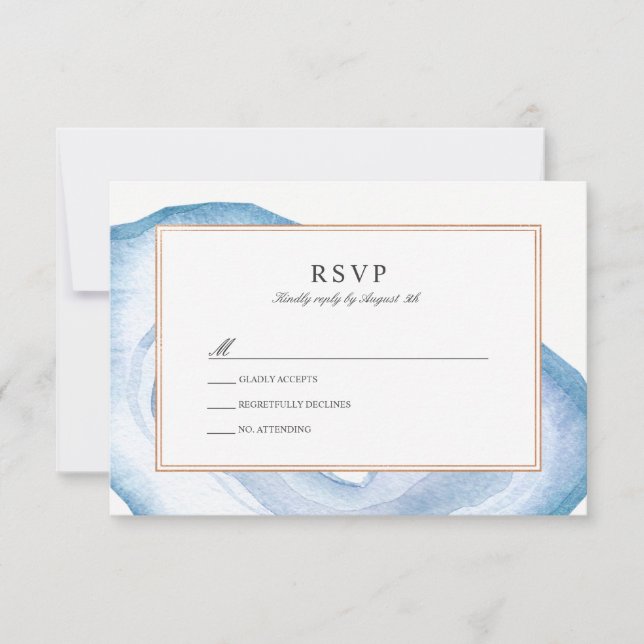 Watercolor Agate Slice RSVP Card | Blue (Front)