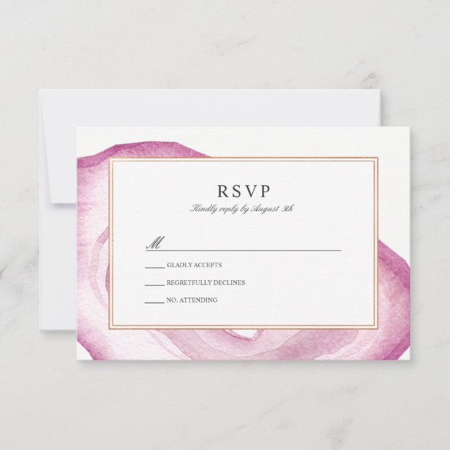 Watercolor Agate Slice RSVP Card | Mauve Pink (Front)