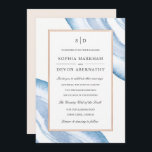 Watercolor Agate Slice Wedding Invite | Blue<br><div class="desc">Elegant wedding invitations,  featuring a faux gold foil frame and a watercolor agate design in blue.</div>