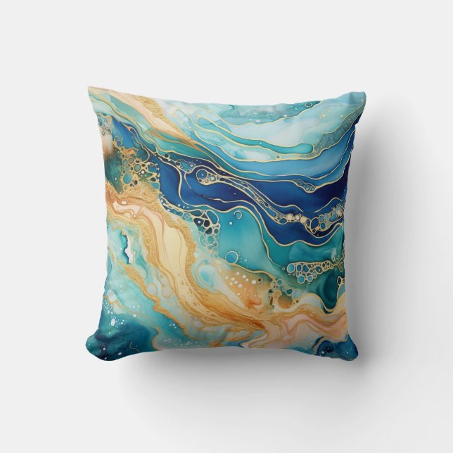 Watercolor Agate Throw Pillow (Front)