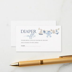 Watercolor Ahoy it is a boy baby shower diaper r Enclosure Card